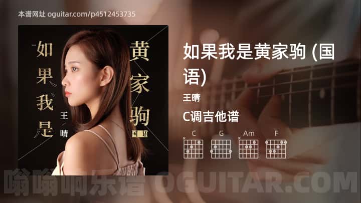 《如果我是黄家驹 (国语)》吉他谱,简单C调弹唱教学,原版王晴歌曲,5张六线指弹简谱图