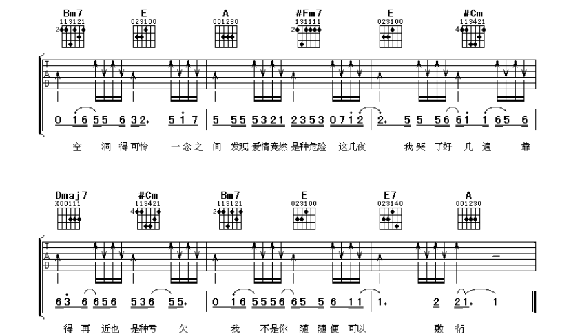 《一念之间吉他谱》_戴佩妮_B调 图四