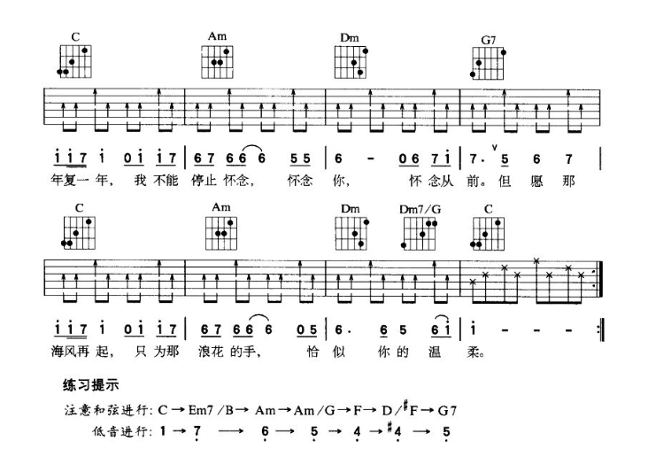 《恰似你的温柔吉他谱》_蔡琴_C调 图三