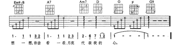 《月亮代表我的心吉他谱》_齐秦_G调 图四