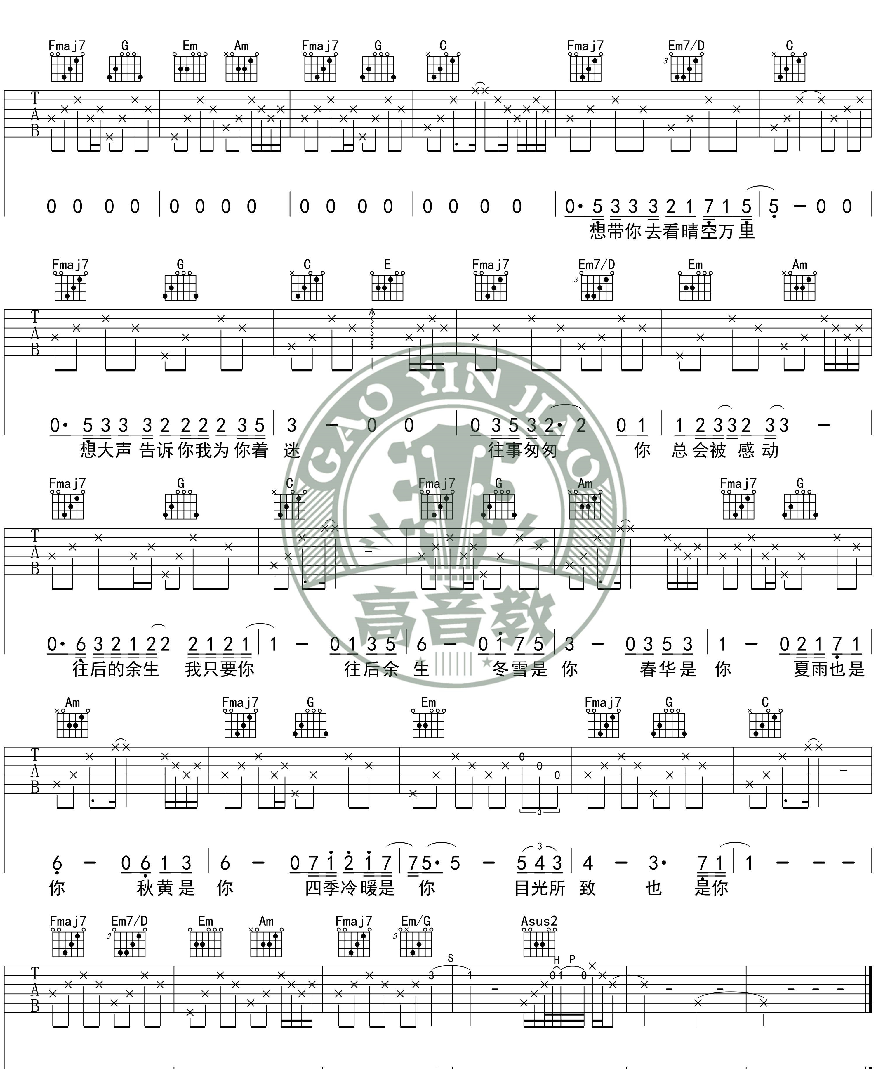《往后余生吉他谱》_马良、孙茜茹_C调标准版/G调入门版_图片谱标准版_C调 图二