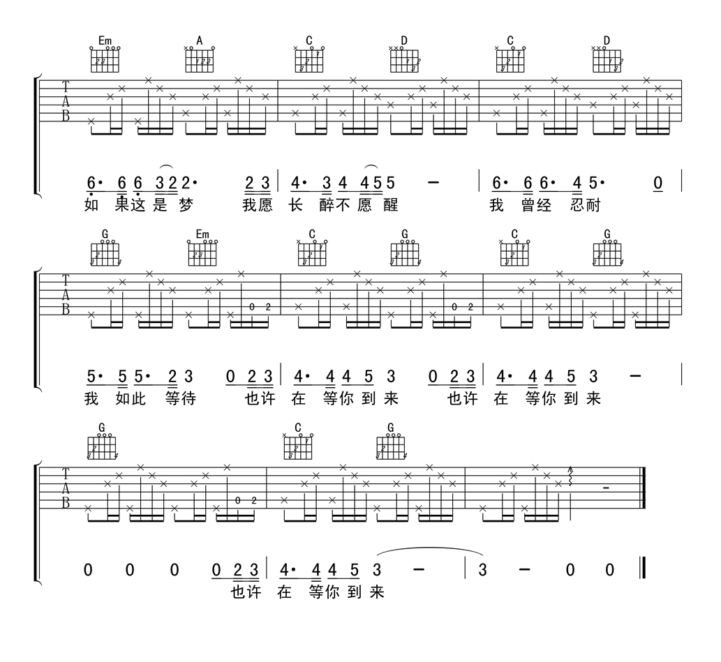 《灰姑娘吉他谱》_郑钧_G调弹唱谱__高清版图片谱_G调 图三